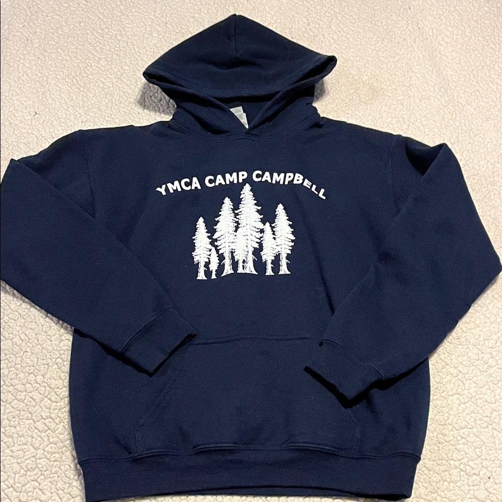 Gildan Navy Blue Kids Hoodie with White Print